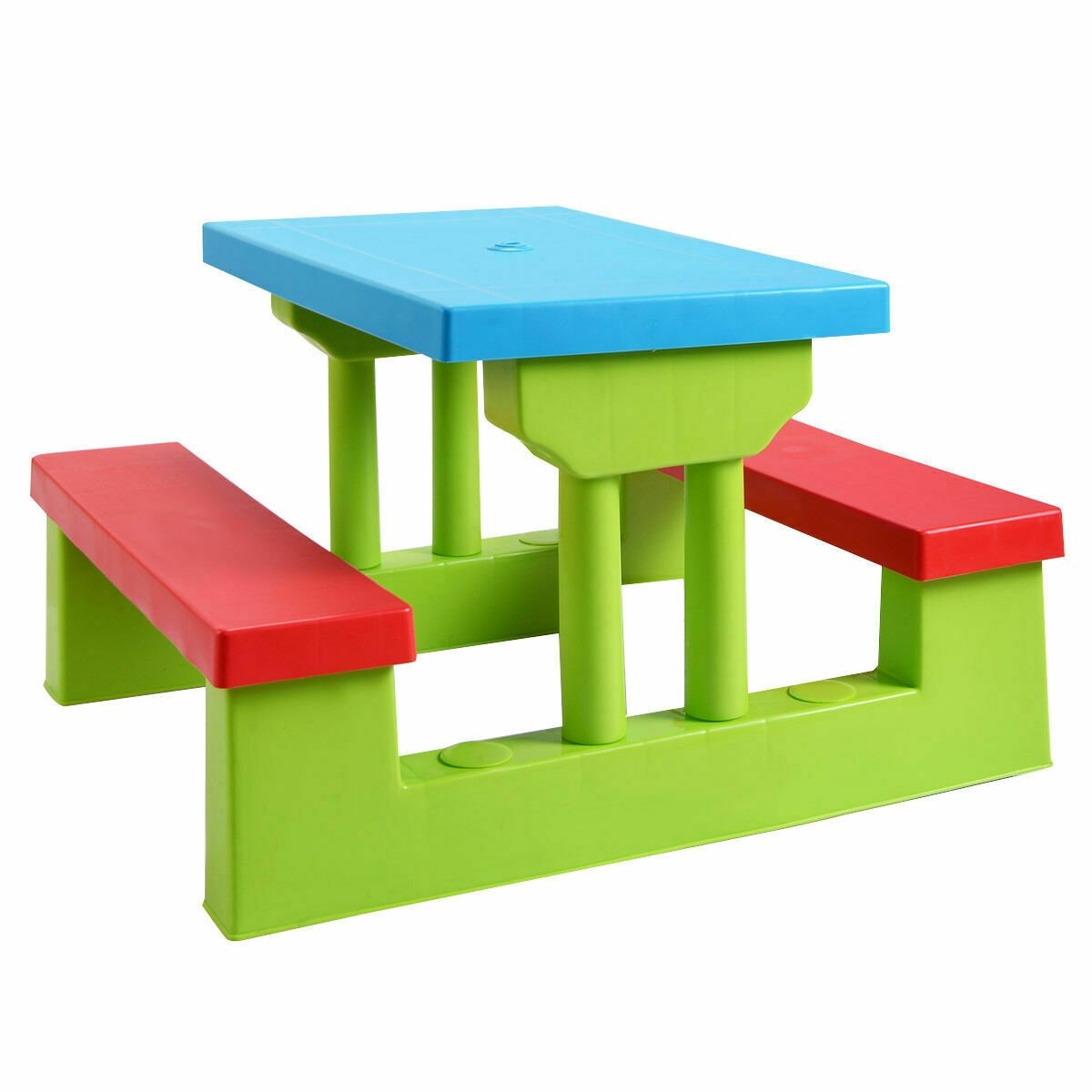 Kids Picnic Folding Table and Bench with Umbrella, Green - Gallery Canada