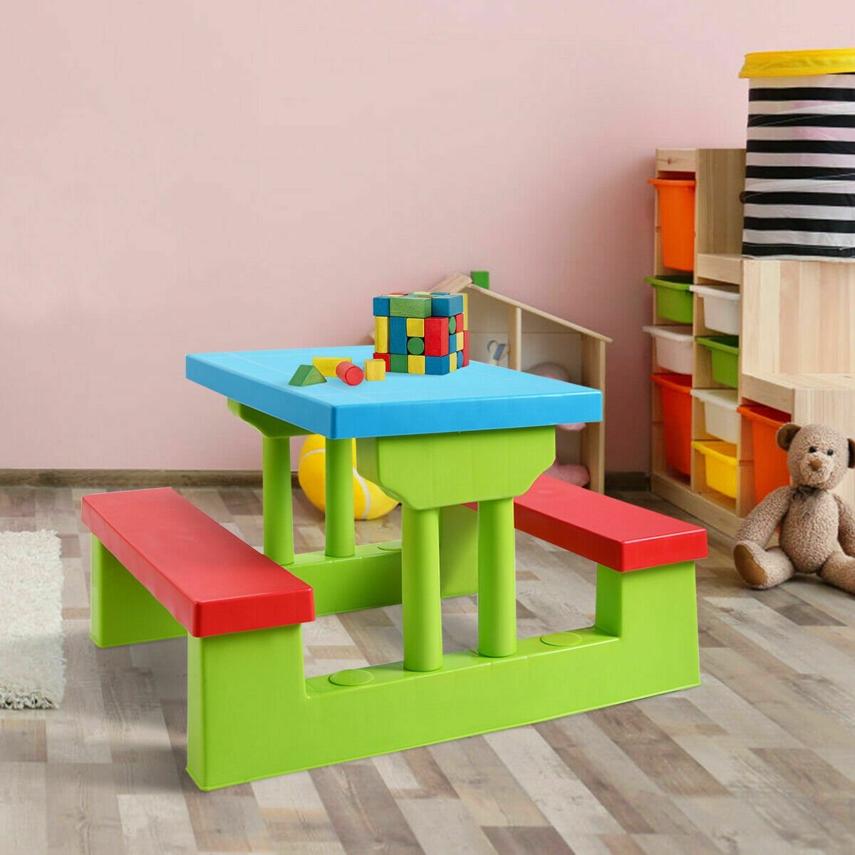 Kids Picnic Folding Table and Bench with Umbrella, Green Kids Table & Chair Sets   at Gallery Canada