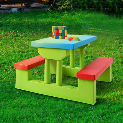 Kids Picnic Folding Table and Bench with Umbrella, Green - Gallery Canada