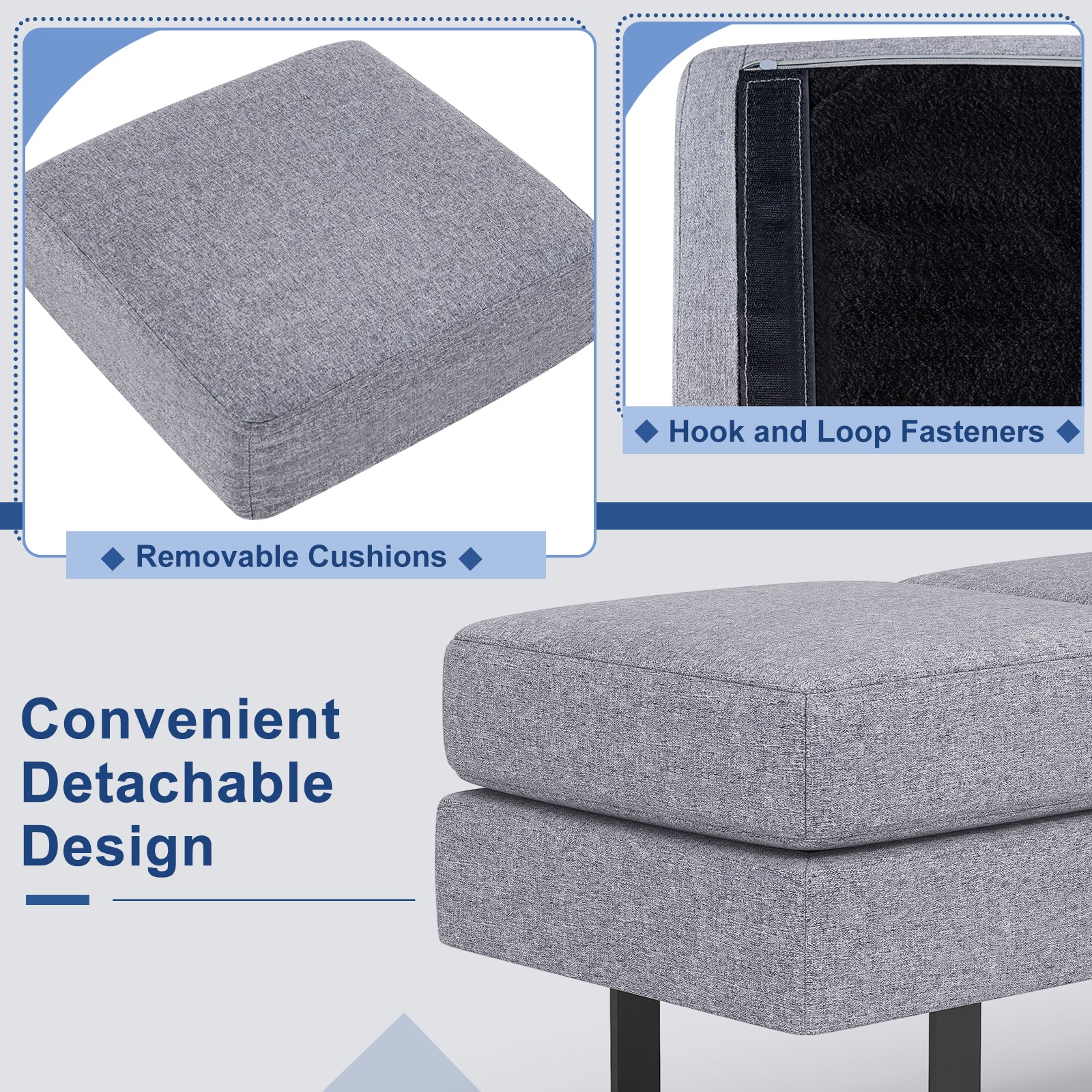 Waiting Room Bench Seating Long Bench with Metal Frame Leg, Gray Shoe Racks & Storage Benches at Gallery Canada