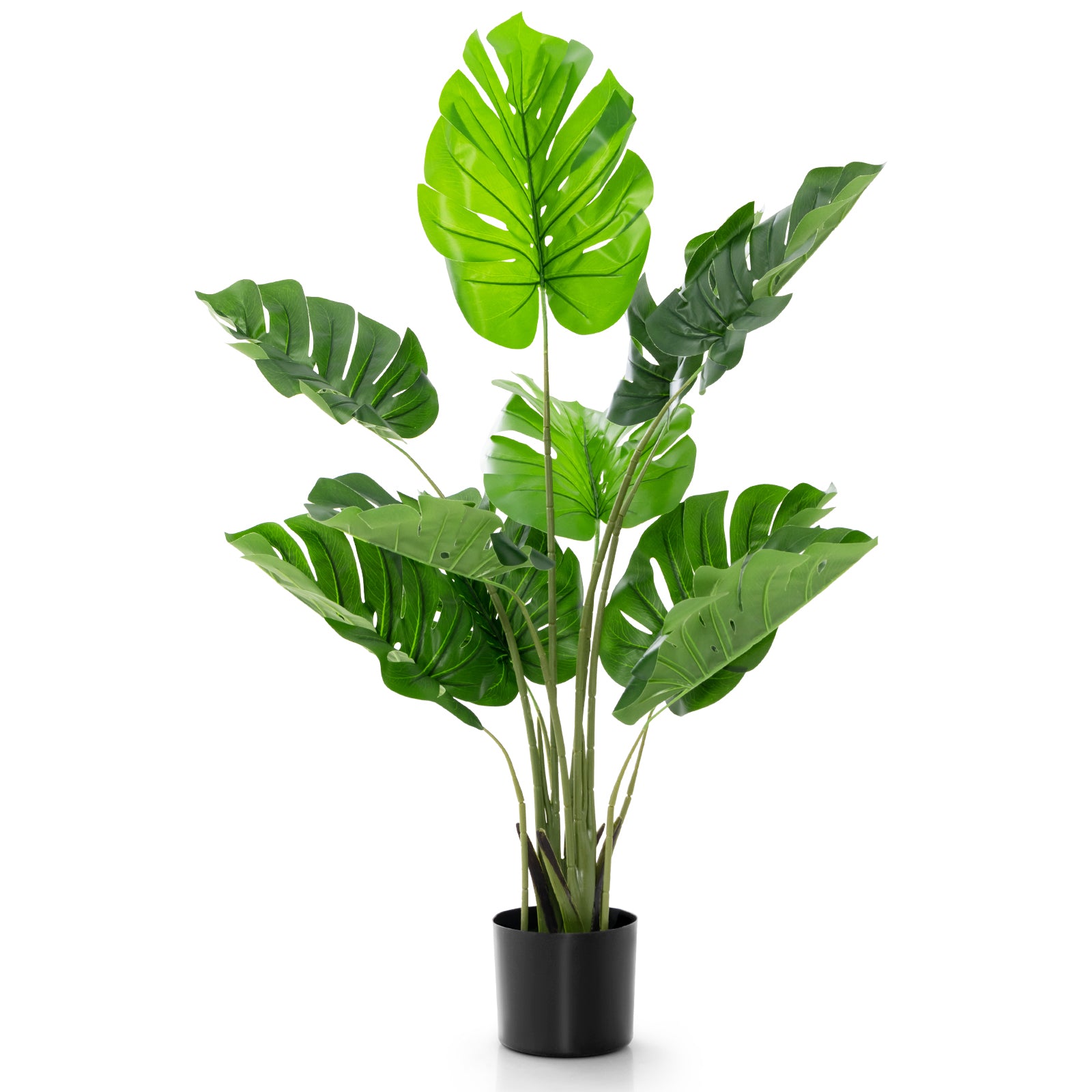 4 Feet Artificial Monstera Deliciosa Tree with 10 Leaves of Different Sizes, Green Faux Plants Green at Gallery Canada
