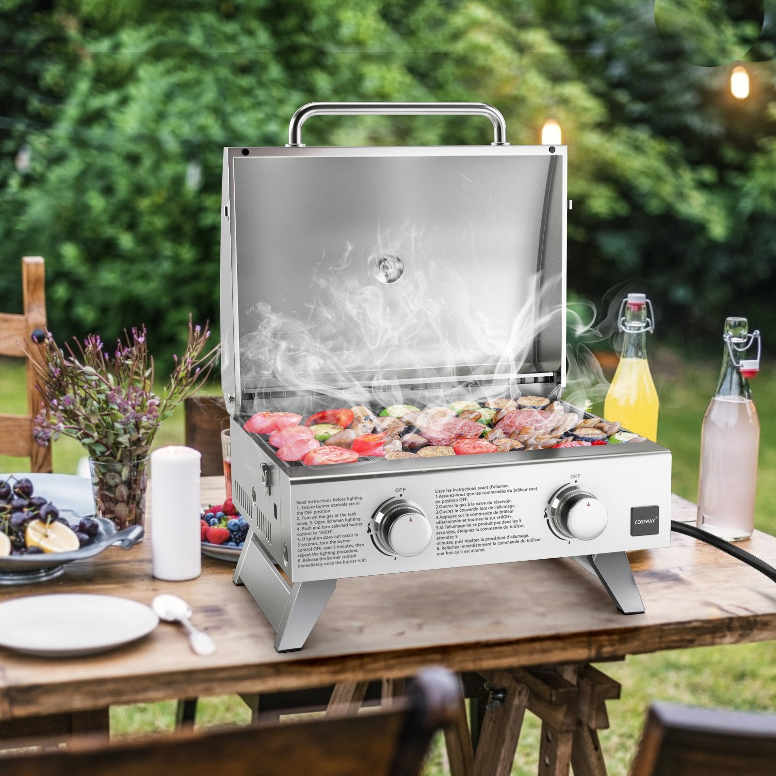 Stainless Steel Propane Grill with Lid for Outdoor Camping Tailgating Picnic Party, Silver Outdoor Grills   at Gallery Canada