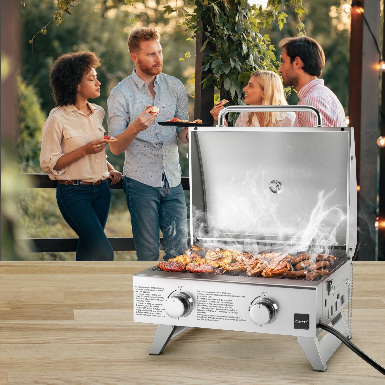 Stainless Steel Propane Grill with Lid for Outdoor Camping Tailgating Picnic Party, Silver Outdoor Grills   at Gallery Canada