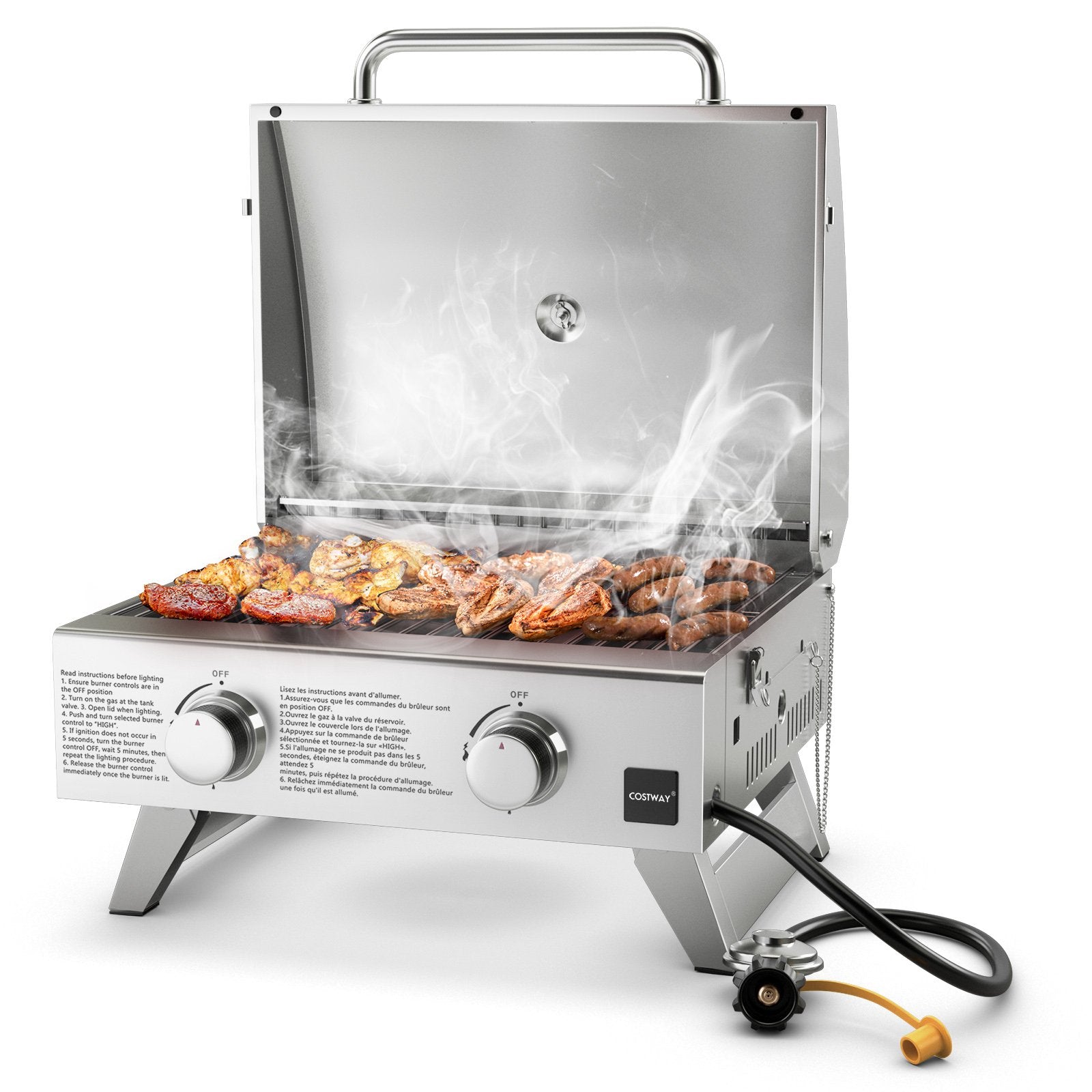 Stainless Steel Propane Grill with Lid for Outdoor Camping Tailgating Picnic Party, Silver Outdoor Grills   at Gallery Canada