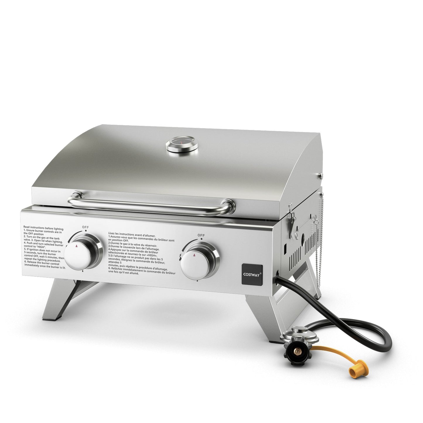 Stainless Steel Propane Grill with Lid for Outdoor Camping Tailgating Picnic Party, Silver Outdoor Grills   at Gallery Canada