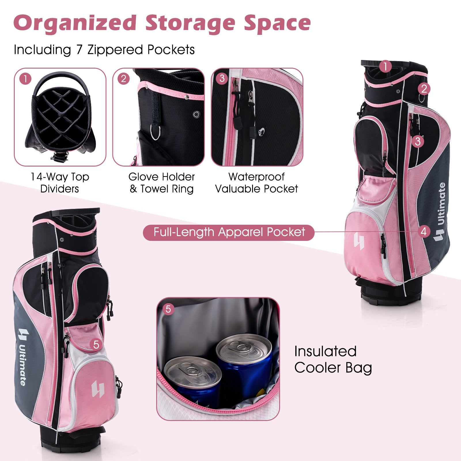 Women's Complete Golf Club Set Right Hand with Rain Hood, Pink Golf   at Gallery Canada