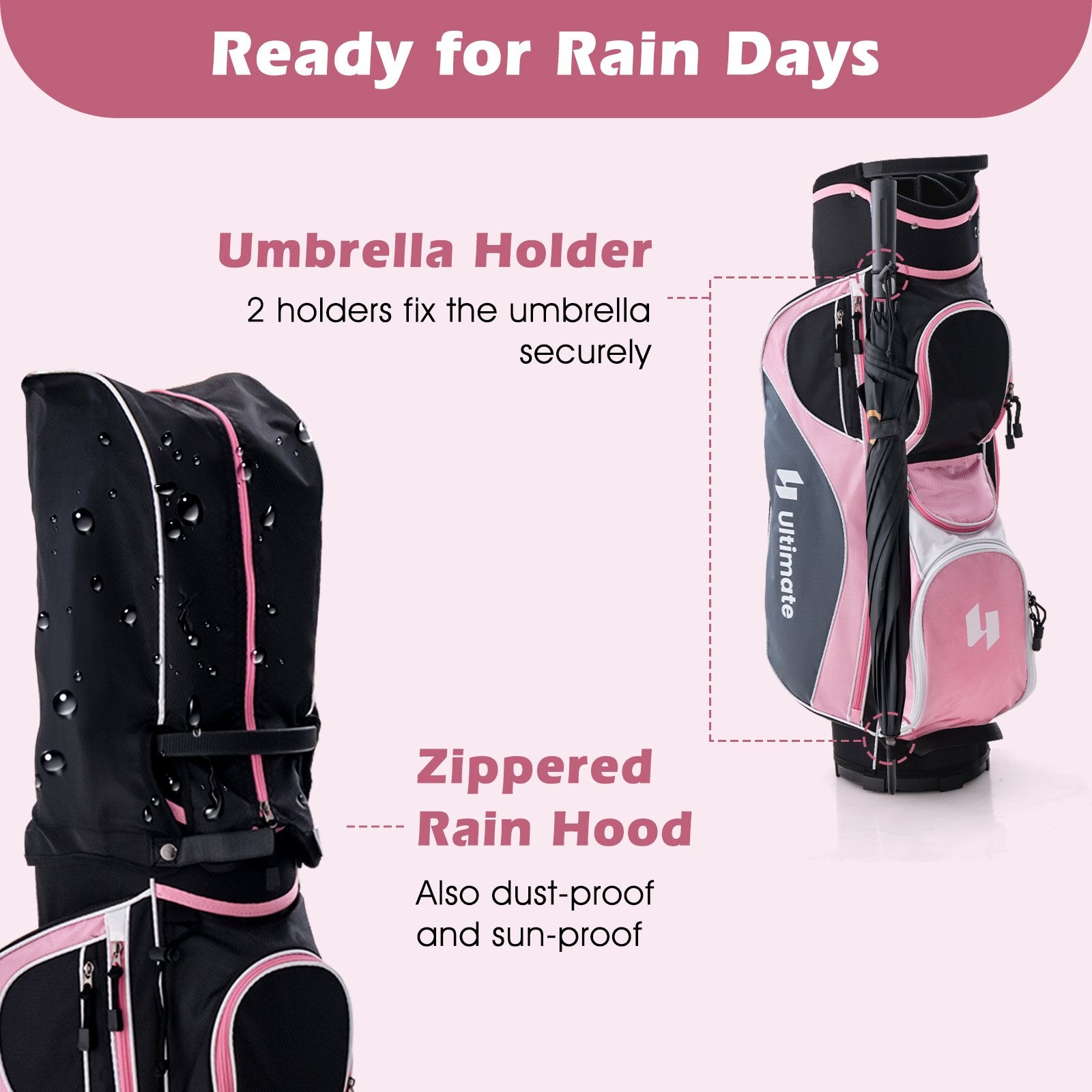 Women's Complete Golf Club Set Right Hand with Rain Hood, Pink Golf   at Gallery Canada