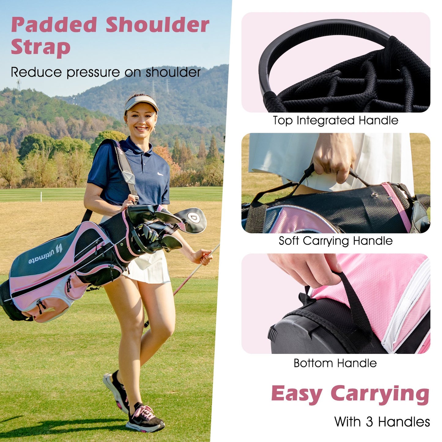 Women's Complete Golf Club Set Right Hand with Rain Hood, Pink Golf   at Gallery Canada