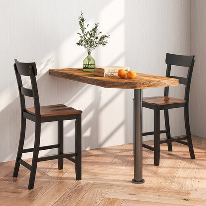 Farmhouse Dining Bar Stool Set of 2 with Solid Rubber Wood Frame, Black - Gallery Canada