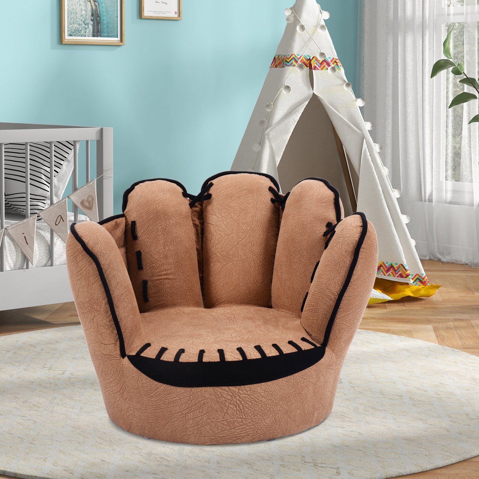 Household Five Fingers Baseball Glove Shaped Kids Leisure Upholstered Sofa, Brown Kids Chairs & Seating   at Gallery Canada