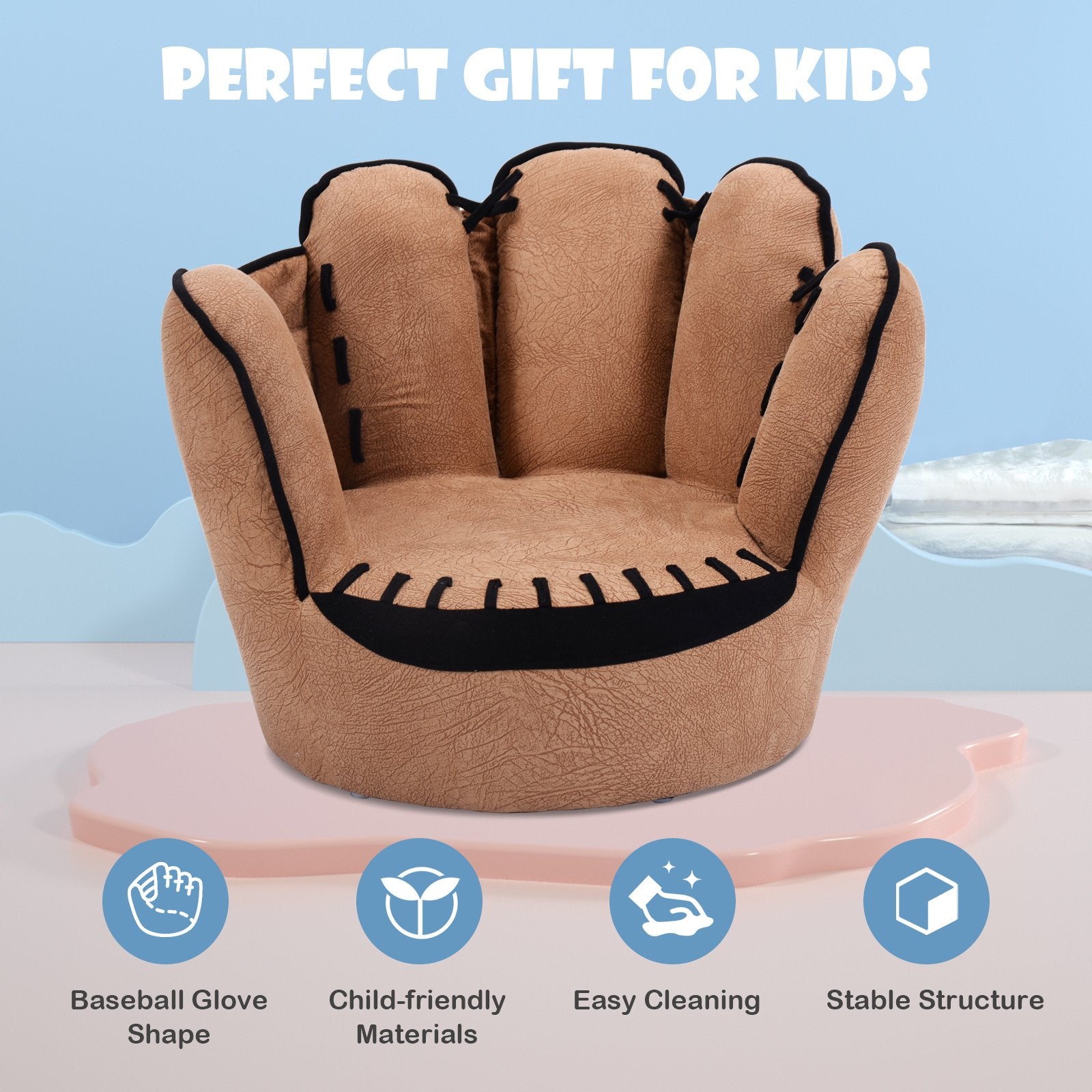 Household Five Fingers Baseball Glove Shaped Kids Leisure Upholstered Sofa, Brown Kids Chairs & Seating   at Gallery Canada