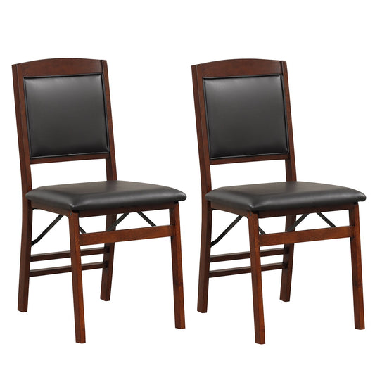 Set of 2 Folding Dining Chairs with Padded Seat and High Backrest, Brown - Gallery Canada