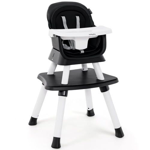6-in-1 Convertible Baby High Chair with Adjustable Removable Tray, Black