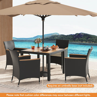 5 Pieces Patio Dining Table Set for 4 with Umbrella Hole, Black Patio Dining Sets   at Gallery Canada