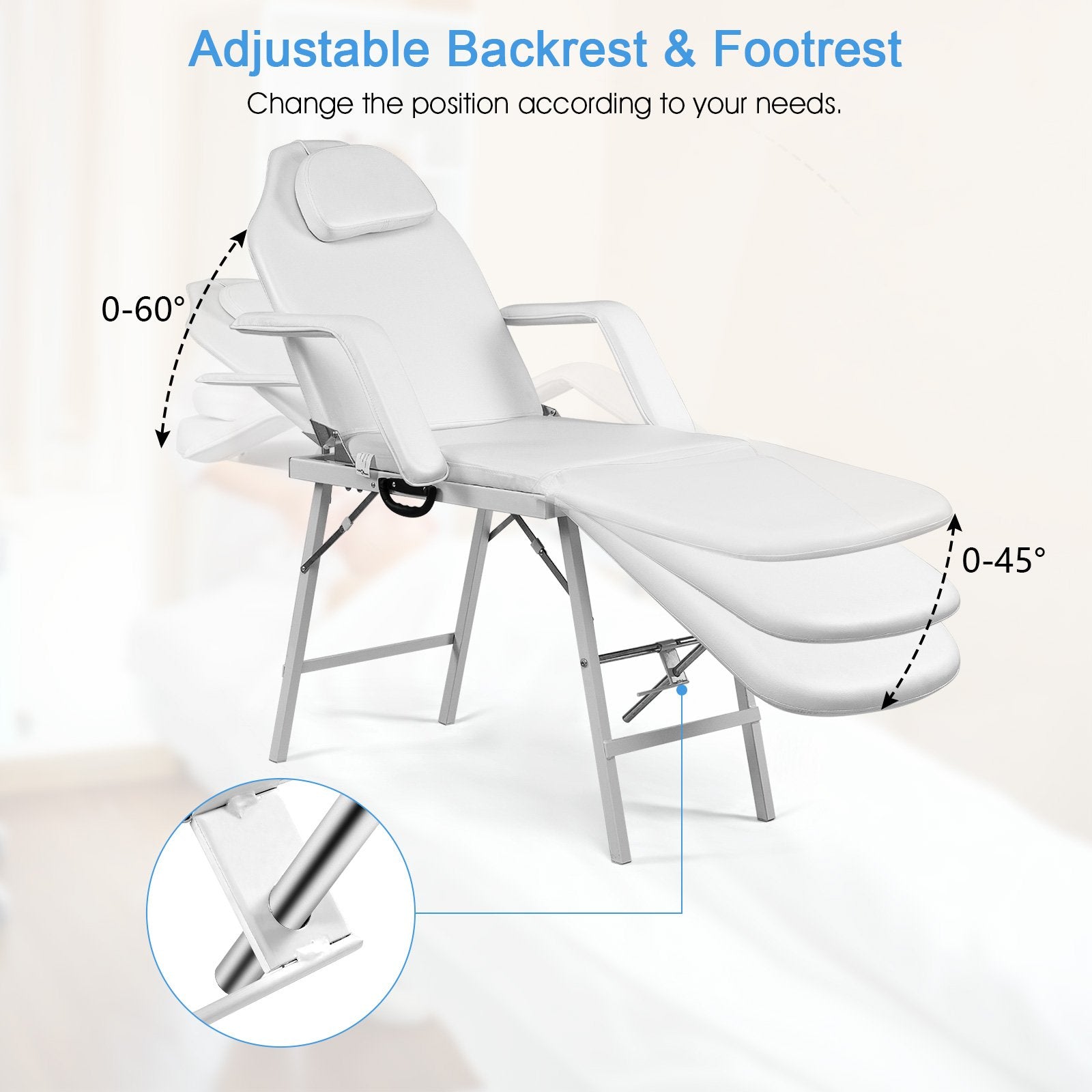 73 Inch Portable Tattoo Salon Facial Bed Massage Table, White - Gallery Canada