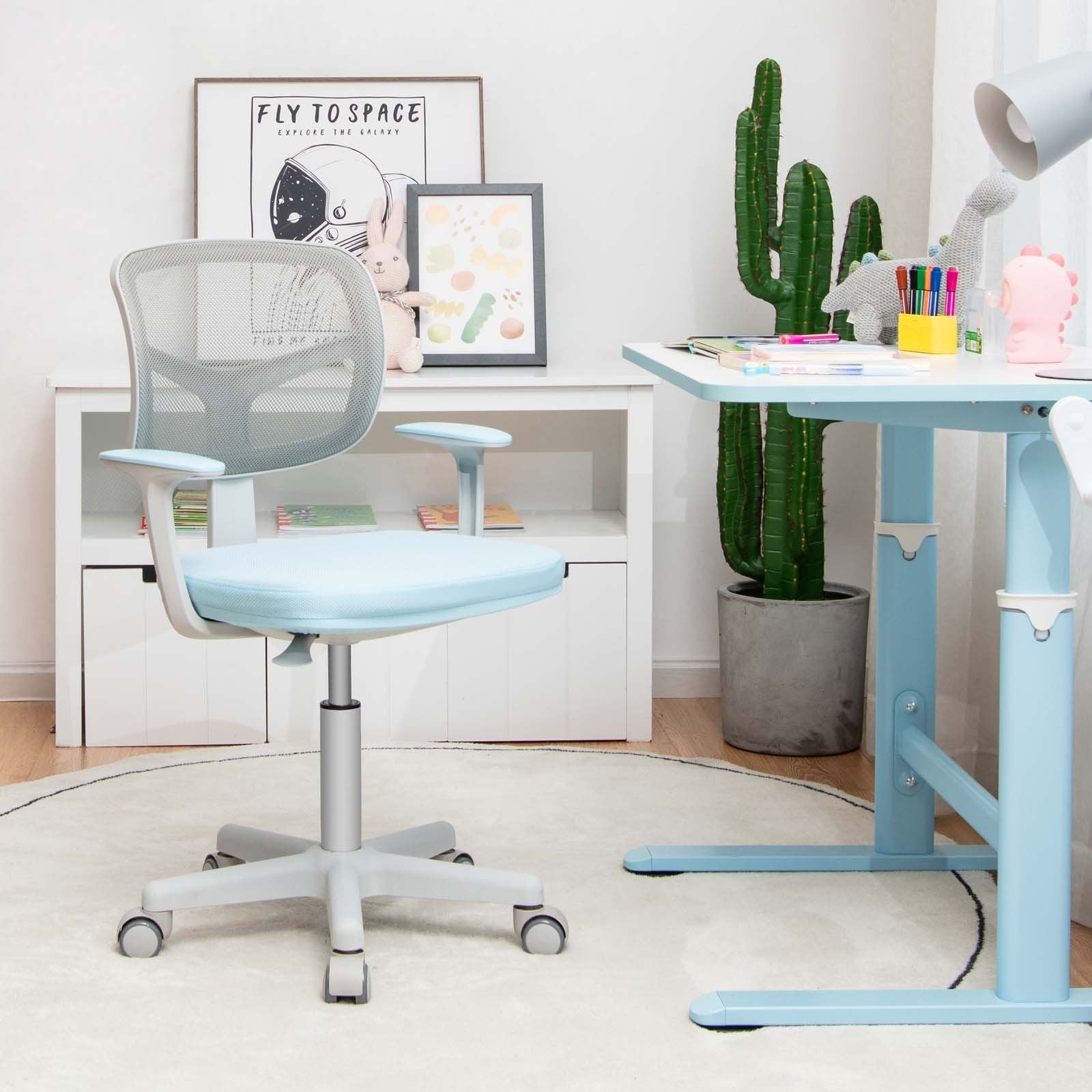 Adjustable Desk Chair with Auto Brake Casters for Kids, Blue Kids Chairs & Seating   at Gallery Canada