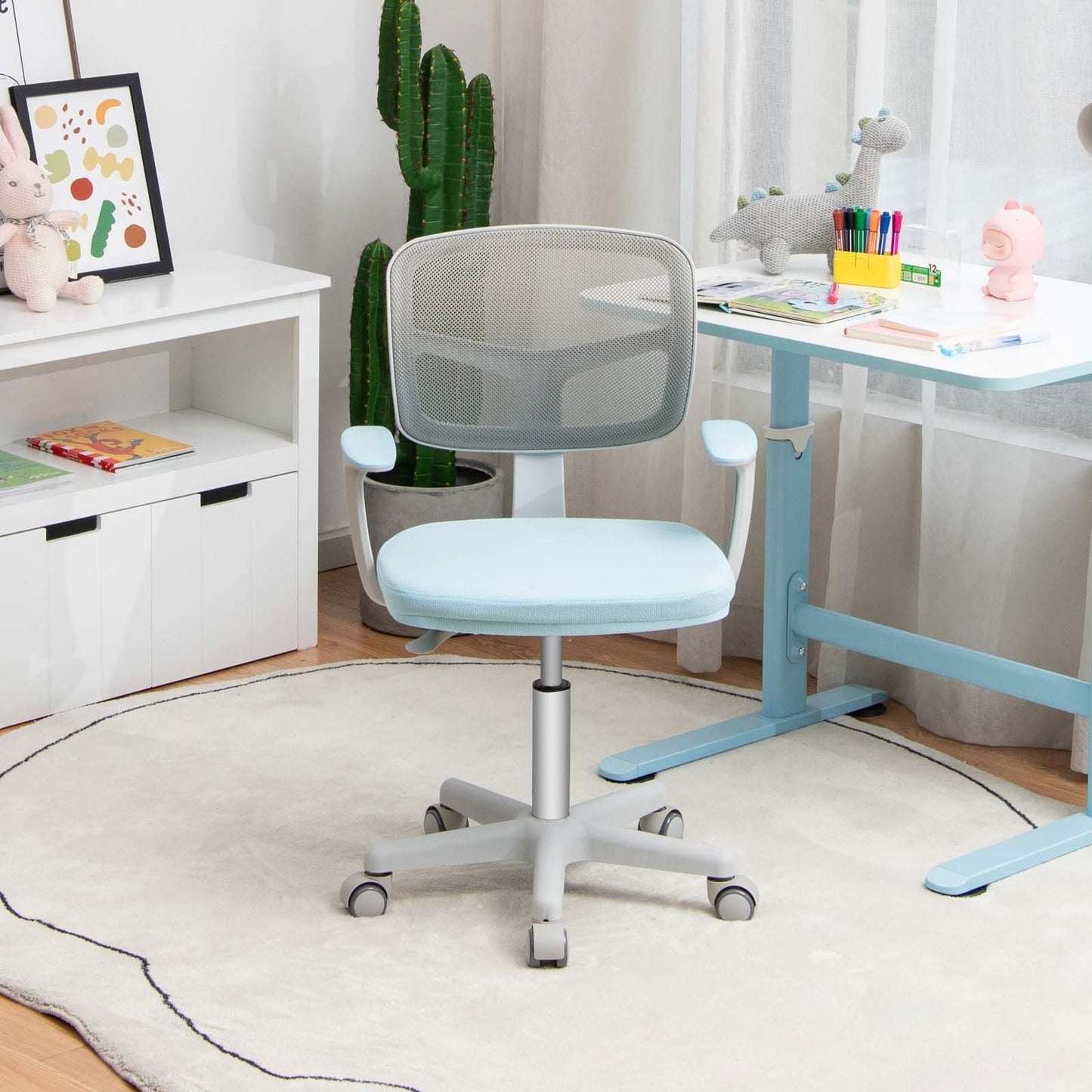 Adjustable Desk Chair with Auto Brake Casters for Kids, Blue Kids Chairs & Seating   at Gallery Canada