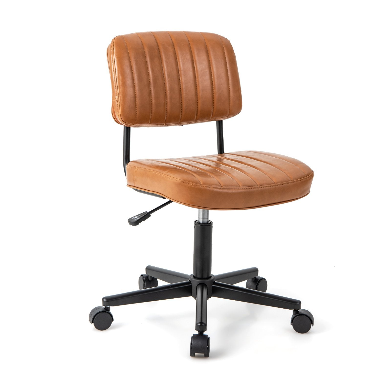 PU Leather Adjustable Office Chair Swivel Task Chair with Backrest, Orange Armless Chairs   at Gallery Canada