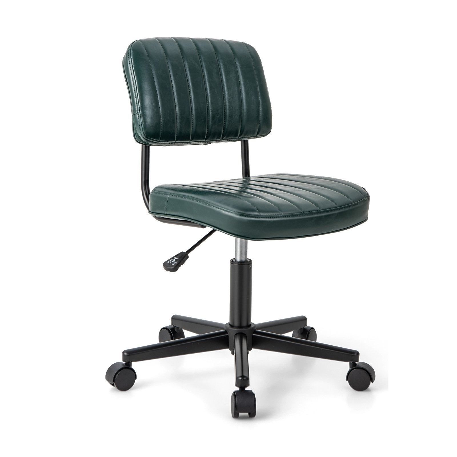 PU Leather Adjustable Office Chair  Swivel Task Chair with Backrest, Green Armless Chairs   at Gallery Canada