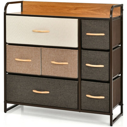 7 Drawer Tower Steel Frame and Wooden Top Dresser Storage Chest for Bedroom, Multicolor Dressers & Chests   at Gallery Canada