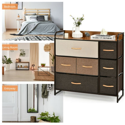 7 Drawer Tower Steel Frame and Wooden Top Dresser Storage Chest for Bedroom, Multicolor Dressers & Chests   at Gallery Canada