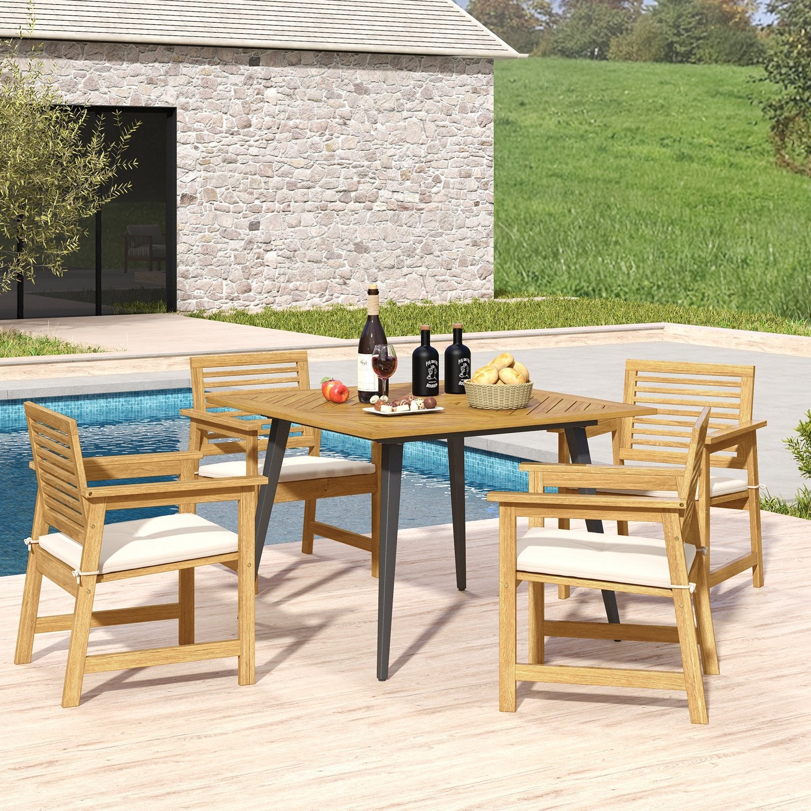 4-Person Acacia Wood Outdoor Dining Table for Garden  Poolside and Backyard Patio Dining Tables   at Gallery Canada