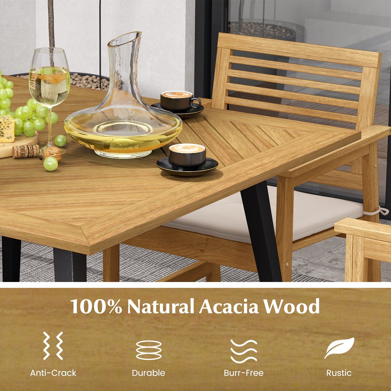 4-Person Acacia Wood Outdoor Dining Table for Garden  Poolside and Backyard Patio Dining Tables   at Gallery Canada