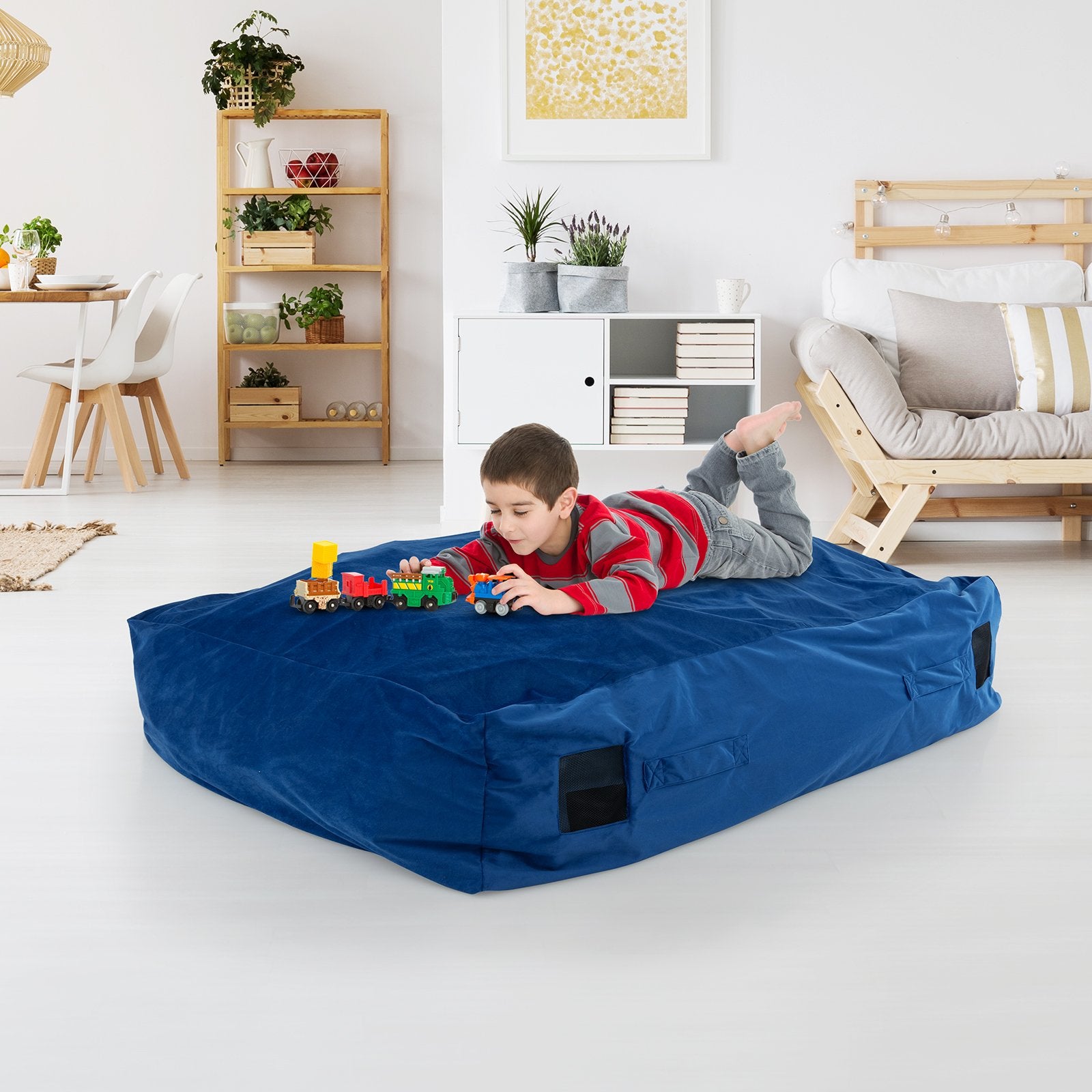 47 x 35.5 Inch Crash Pad Sensory Mat with Foam Blocks and Washable Cover, Blue Outdoor Play   at Gallery Canada