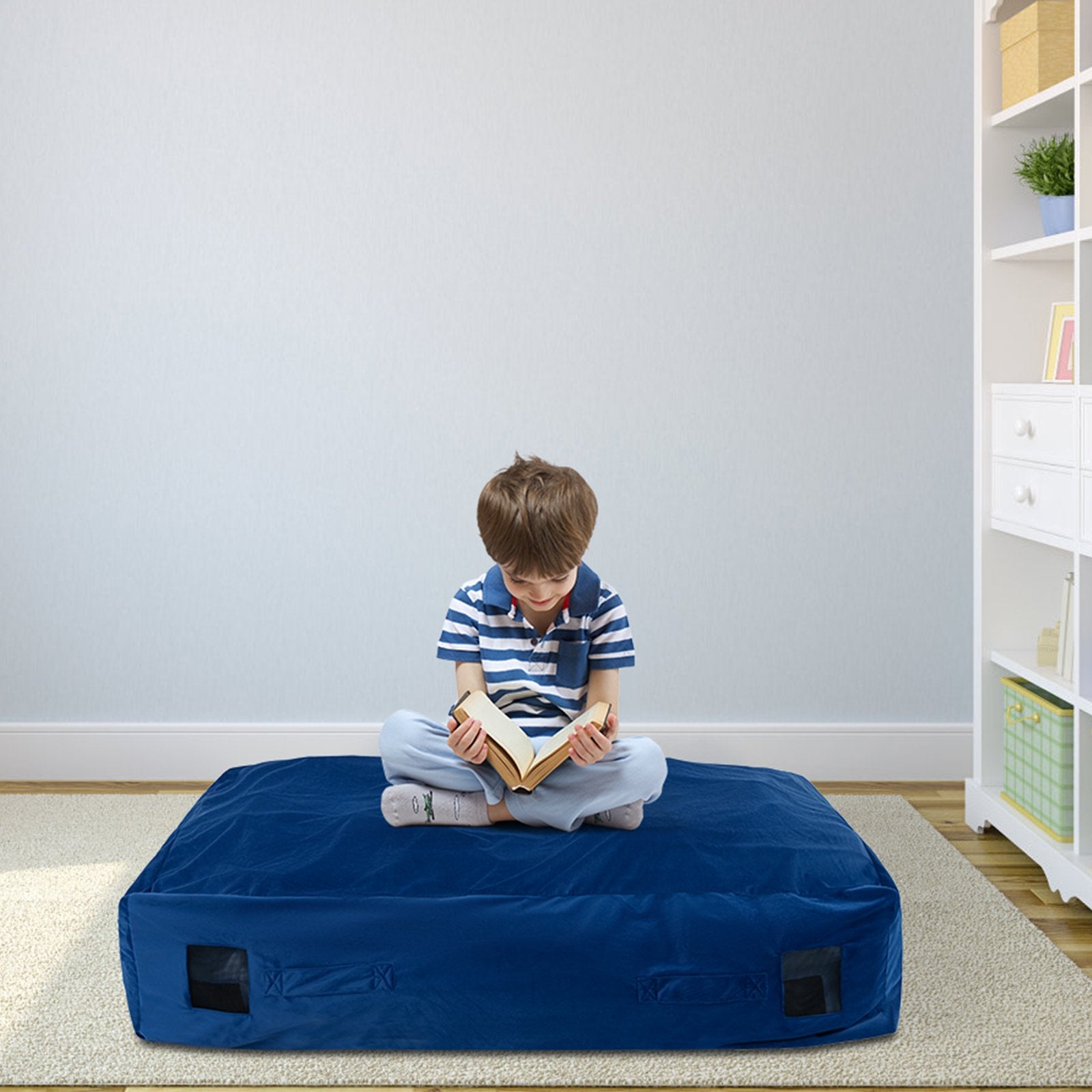 47 x 35.5 Inch Crash Pad Sensory Mat with Foam Blocks and Washable Cover, Blue Outdoor Play   at Gallery Canada