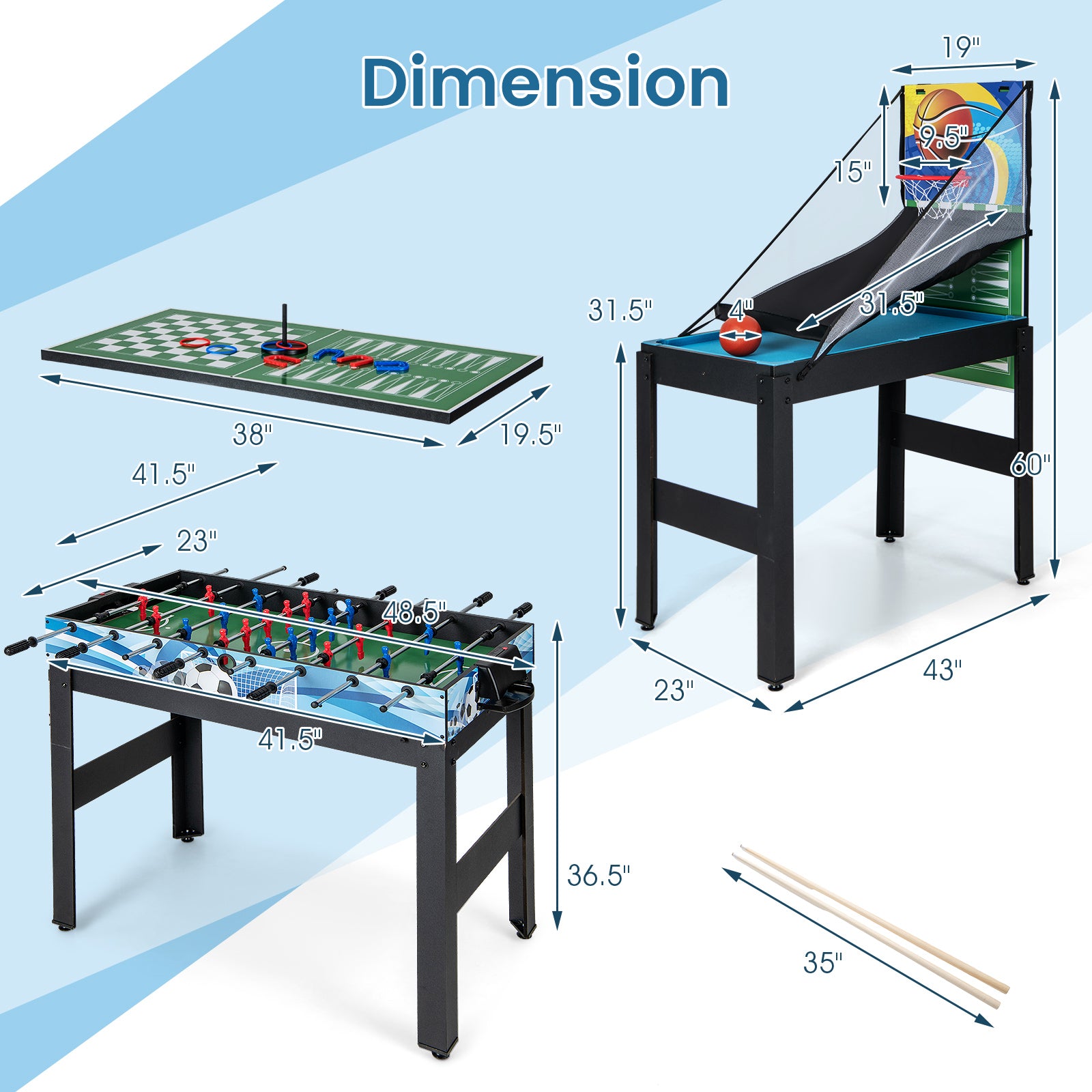 14-in-1 Combo Game Table Set Multi Game Table with Foosball, Multicolor Game Room at Gallery Canada
