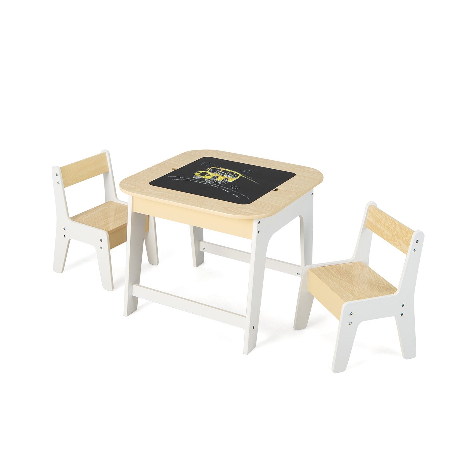 Kid's Table and Chairs Set with Double-sized Tabletop, Natural Kids Table & Chair Sets   at Gallery Canada