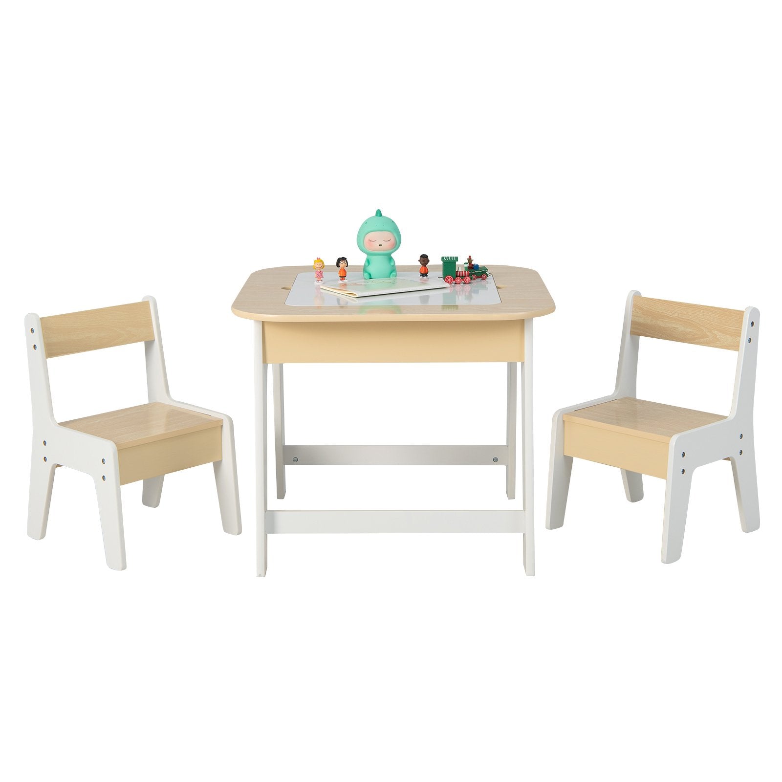 Kid's Table and Chairs Set with Double-sized Tabletop, Natural Kids Table & Chair Sets   at Gallery Canada