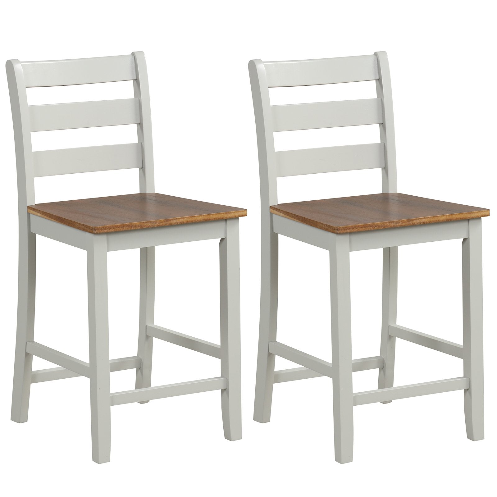 Set of 2 Counter Bar Stool with Inclined Backrest and Footrest, Gray Bar Stools   at Gallery Canada