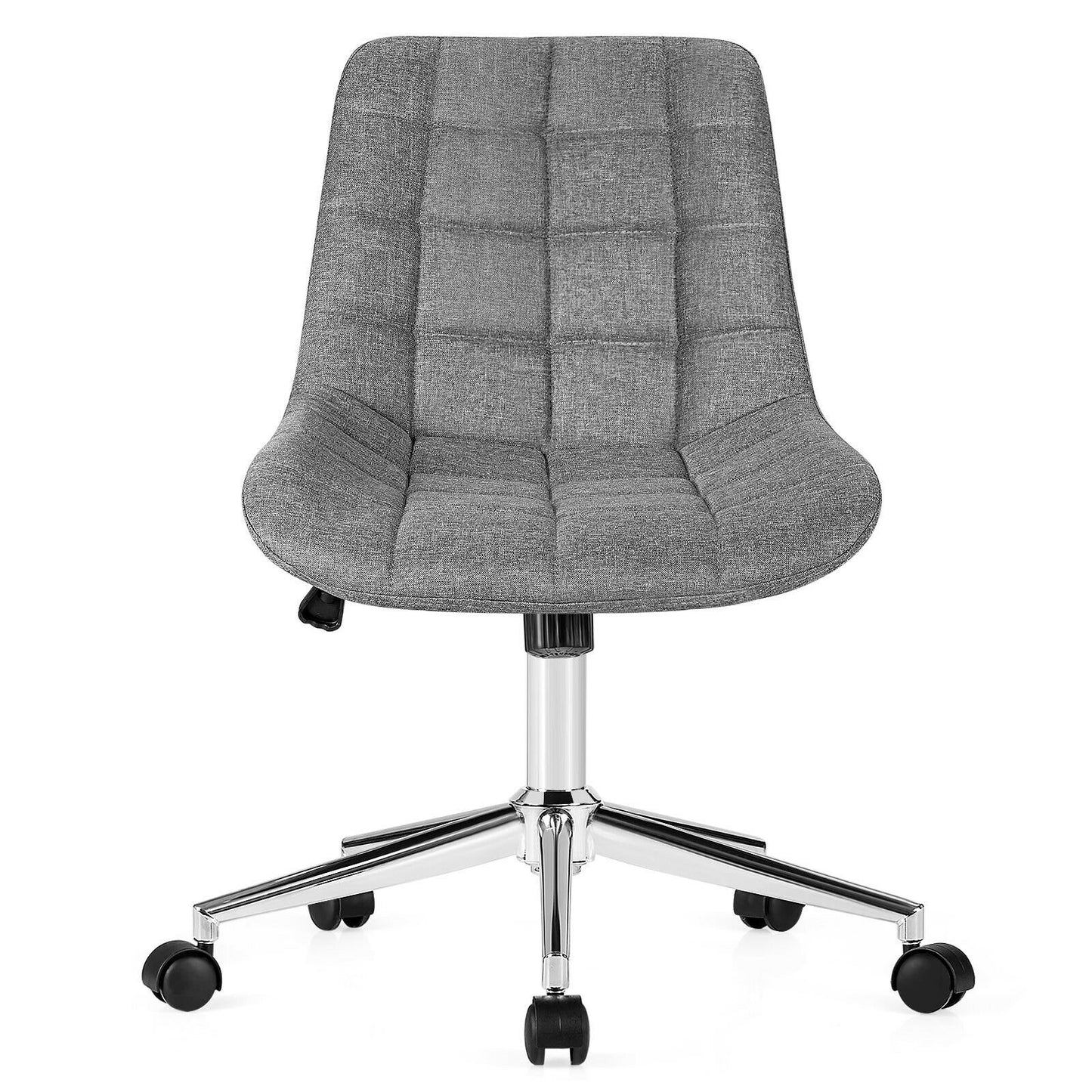 Fabric Adjustable Mid-Back Armless Office Swivel Chair, Gray - Gallery Canada