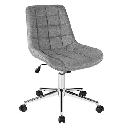 Fabric Adjustable Mid-Back Armless Office Swivel Chair, Gray - Gallery Canada