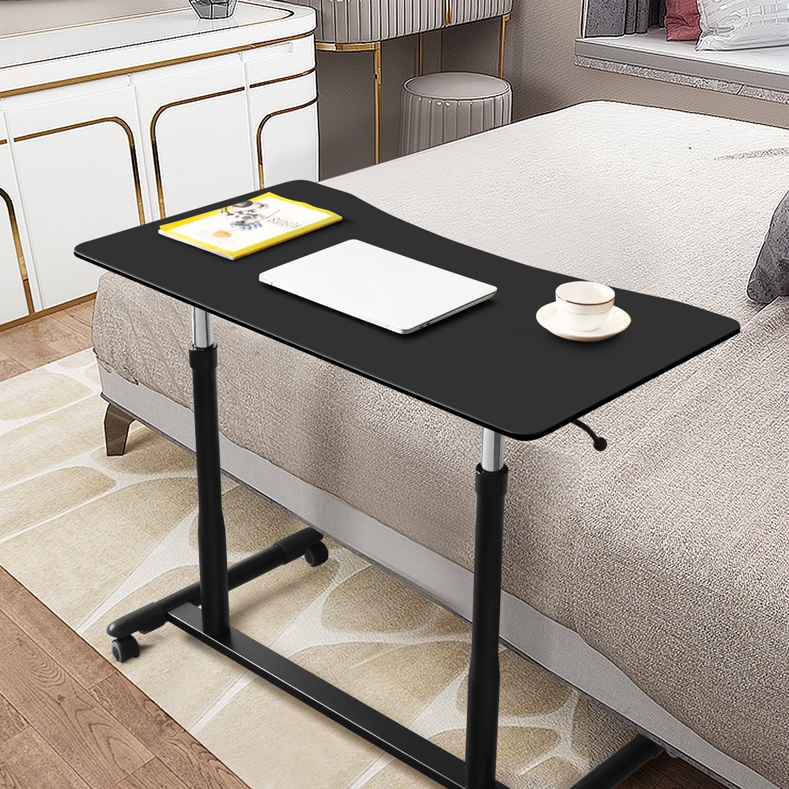 Height Adjustable Computer Desk Sit to Stand Rolling Notebook Table , Black - Gallery Canada