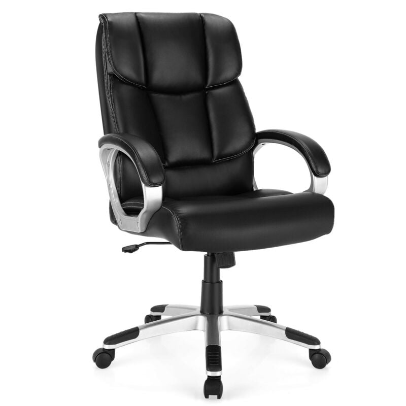 Big and Tall Adjustable High Back Leather Executive Computer Desk Chair, Black Executive Chairs   at Gallery Canada