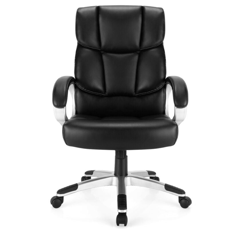 Big and Tall Adjustable High Back Leather Executive Computer Desk Chair, Black Executive Chairs   at Gallery Canada