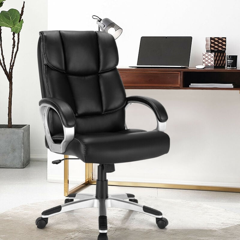 Big and Tall Adjustable High Back Leather Executive Computer Desk Chair, Black Executive Chairs   at Gallery Canada