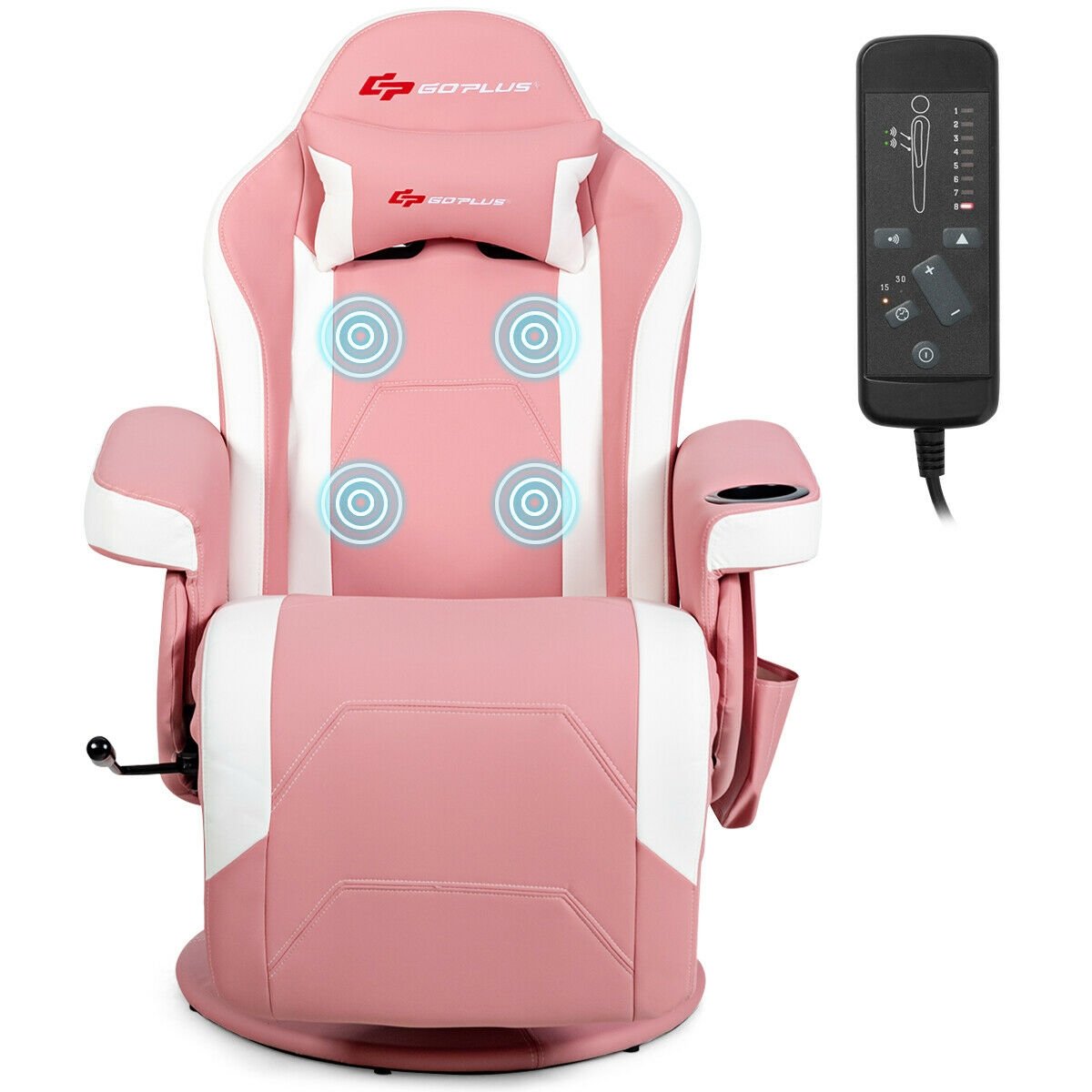 Ergonomic High Back Massage Gaming Chair with Pillow, Pink Gaming Chairs   at Gallery Canada