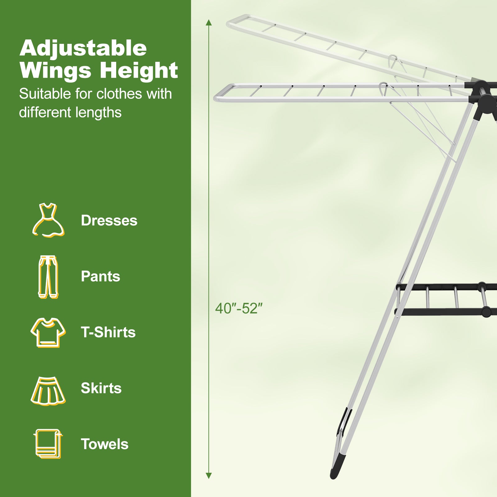2-Tier Laundry Drying Rack Folding Cloth Rack with Aluminum Frame, Silver Drying Racks at Gallery Canada