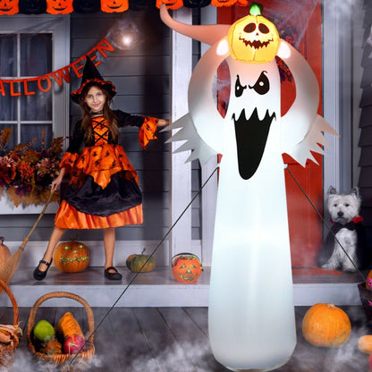 6 Feet Halloween Inflatable Blow Up Ghost with Pumpkin and LED Lights, White Halloween   at Gallery Canada