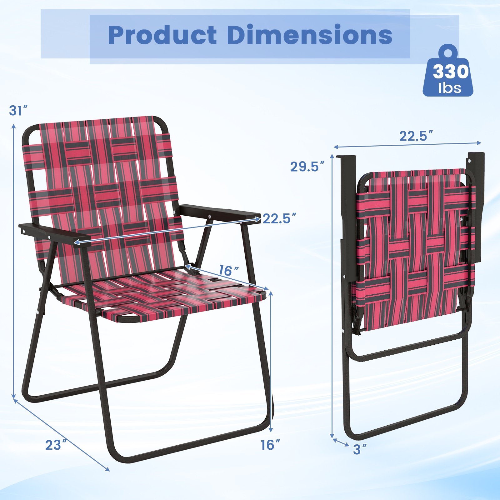 4 Pieces Folding Beach Chair Camping Lawn Webbing Chair, Red Beach & Lawn Chairs   at Gallery Canada