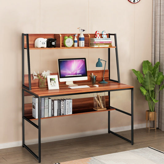 47-Inch Computer Desk Writing Study Table Workstation, Brown - Gallery Canada