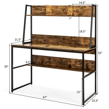 47-Inch Computer Desk Writing Study Table Workstation, Rustic Brown Computer Desks   at Gallery Canada