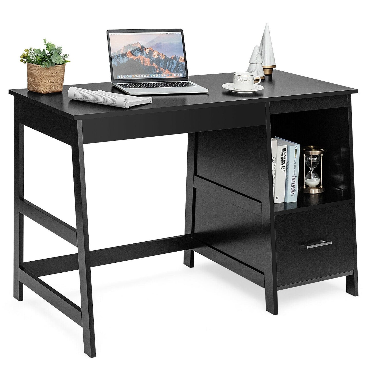 47.5 Inch Modern Home Computer Desk with 2 Storage Drawers, Black - Gallery Canada