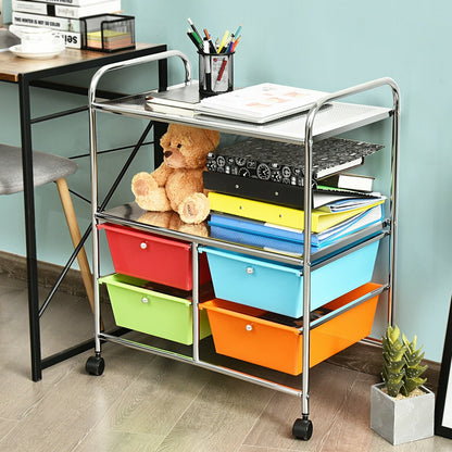 4 Drawers Shelves Rolling Storage Cart Rack, Multicolor File Cabinets   at Gallery Canada