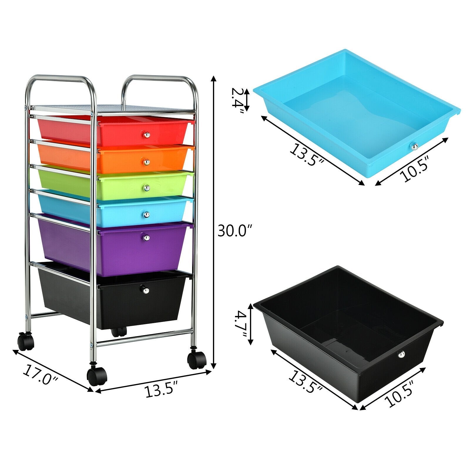 6 Drawers Rolling Storage Cart Organizer, Multicolor File Cabinets   at Gallery Canada