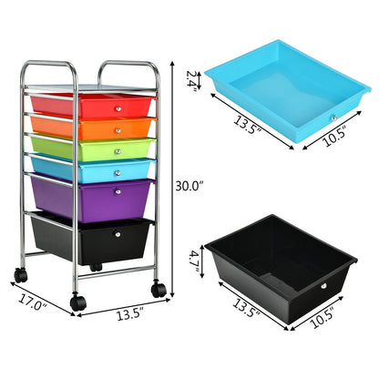 6 Drawers Rolling Storage Cart Organizer, Multicolor File Cabinets   at Gallery Canada