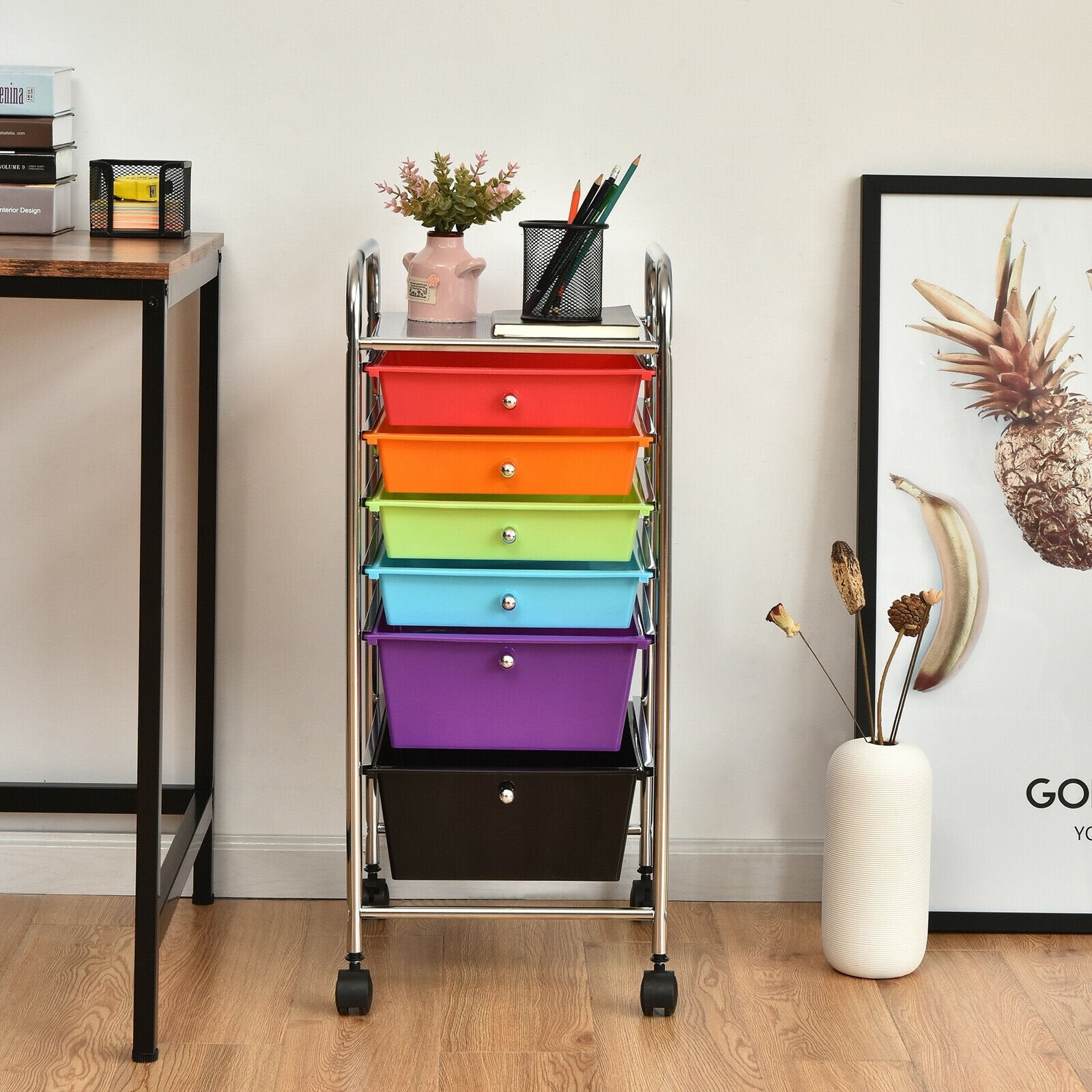 6 Drawers Rolling Storage Cart Organizer, Multicolor - Gallery Canada